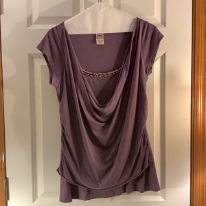 Purple Comfortable Shirt with Round Vneck
